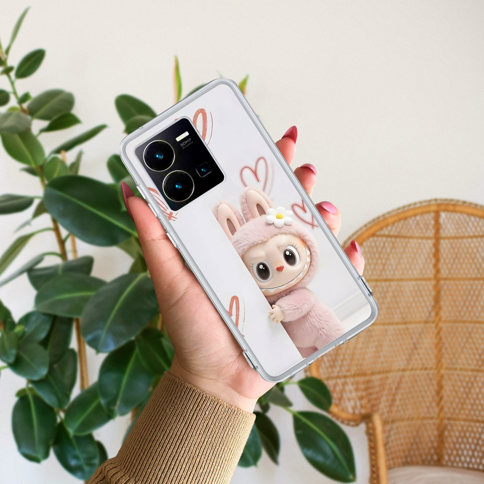 Labubu Transparent Silicon Case For Vivo Y35