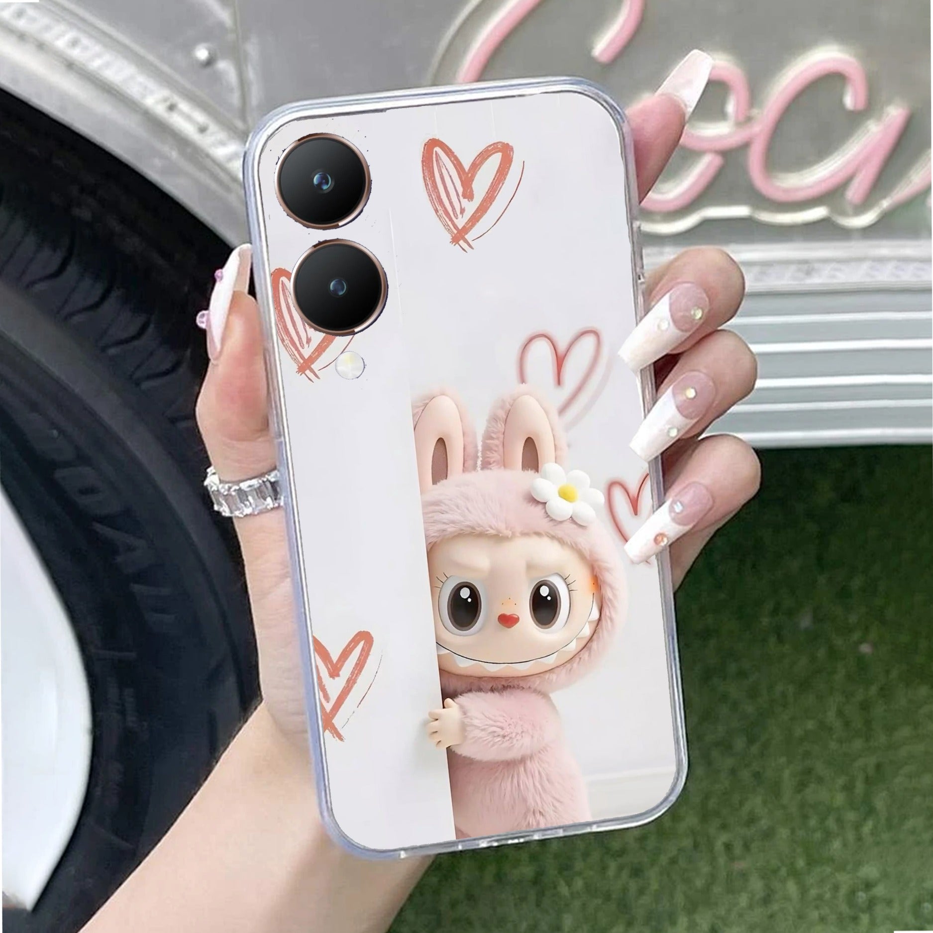 Labubu Transparent Silicon Case For Vivo Y28 5G