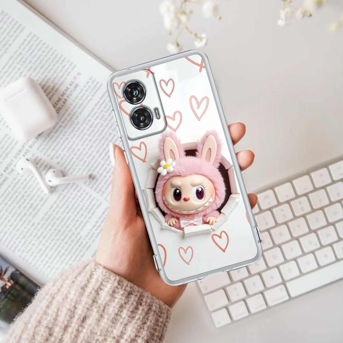 Labubu Trendy Transparent Silicon Case For Motorola