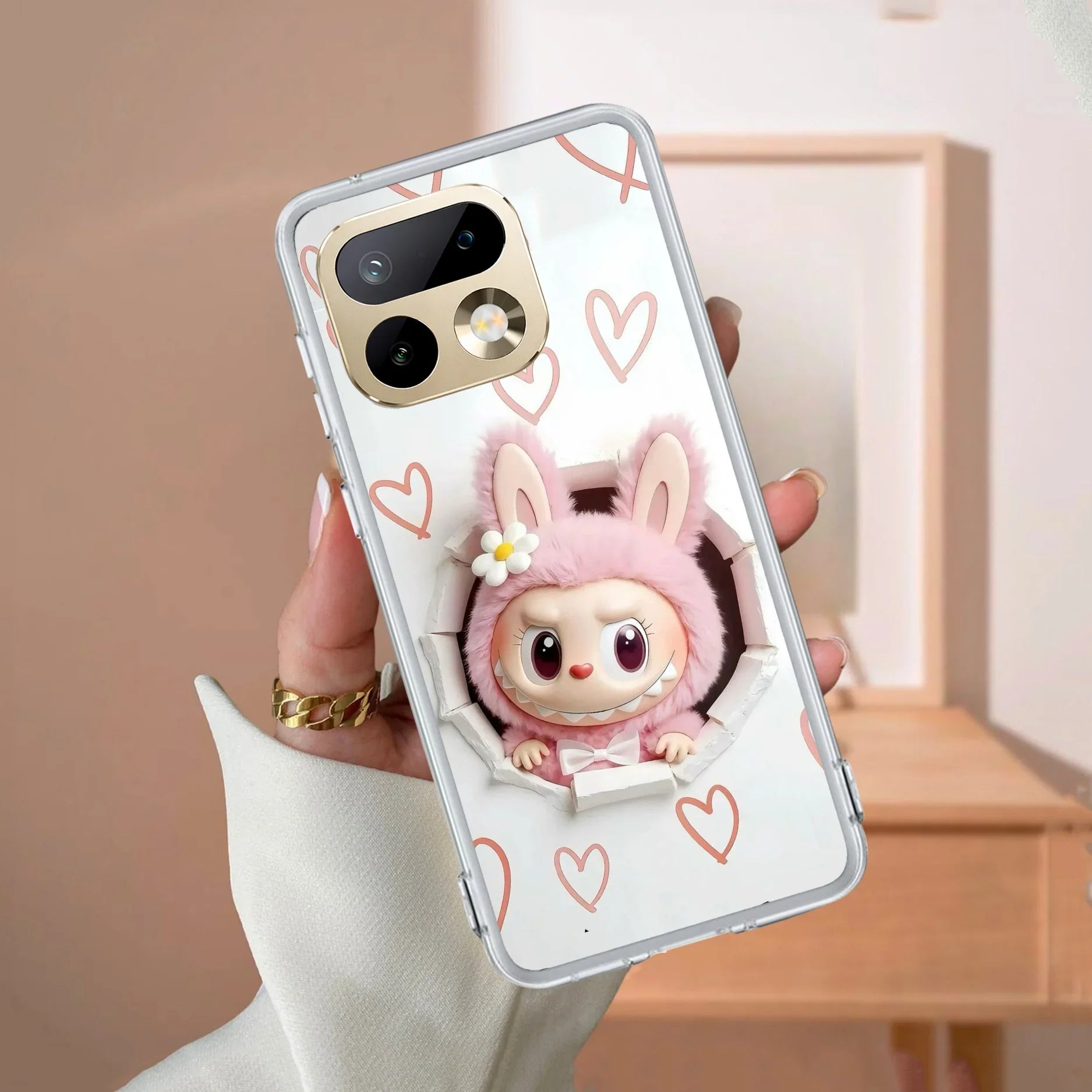 Labubu Trendy Transparent Silicon Case For Realme 14x 5G