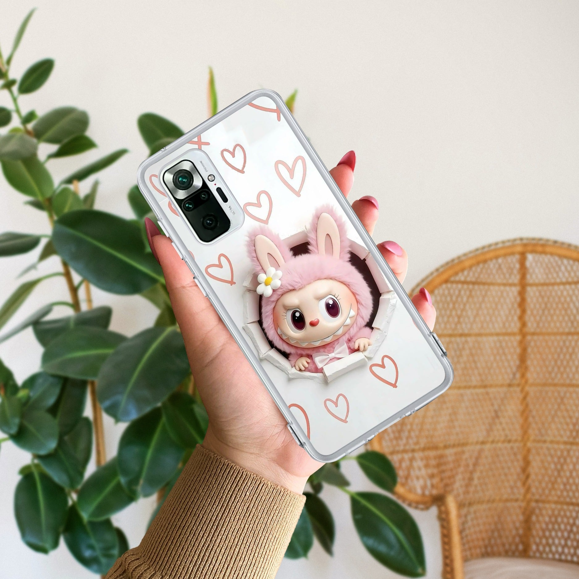 Labubu Trendy Transparent Silicon Case For Redmi Note 10 Pro