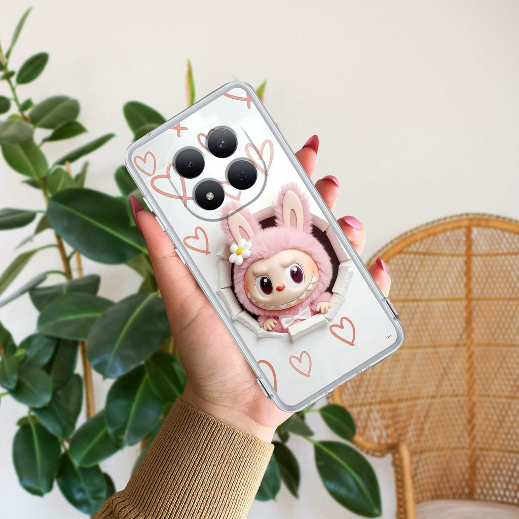 Labubu Trendy Transparent Silicon Case For Redmi Note 12 5G