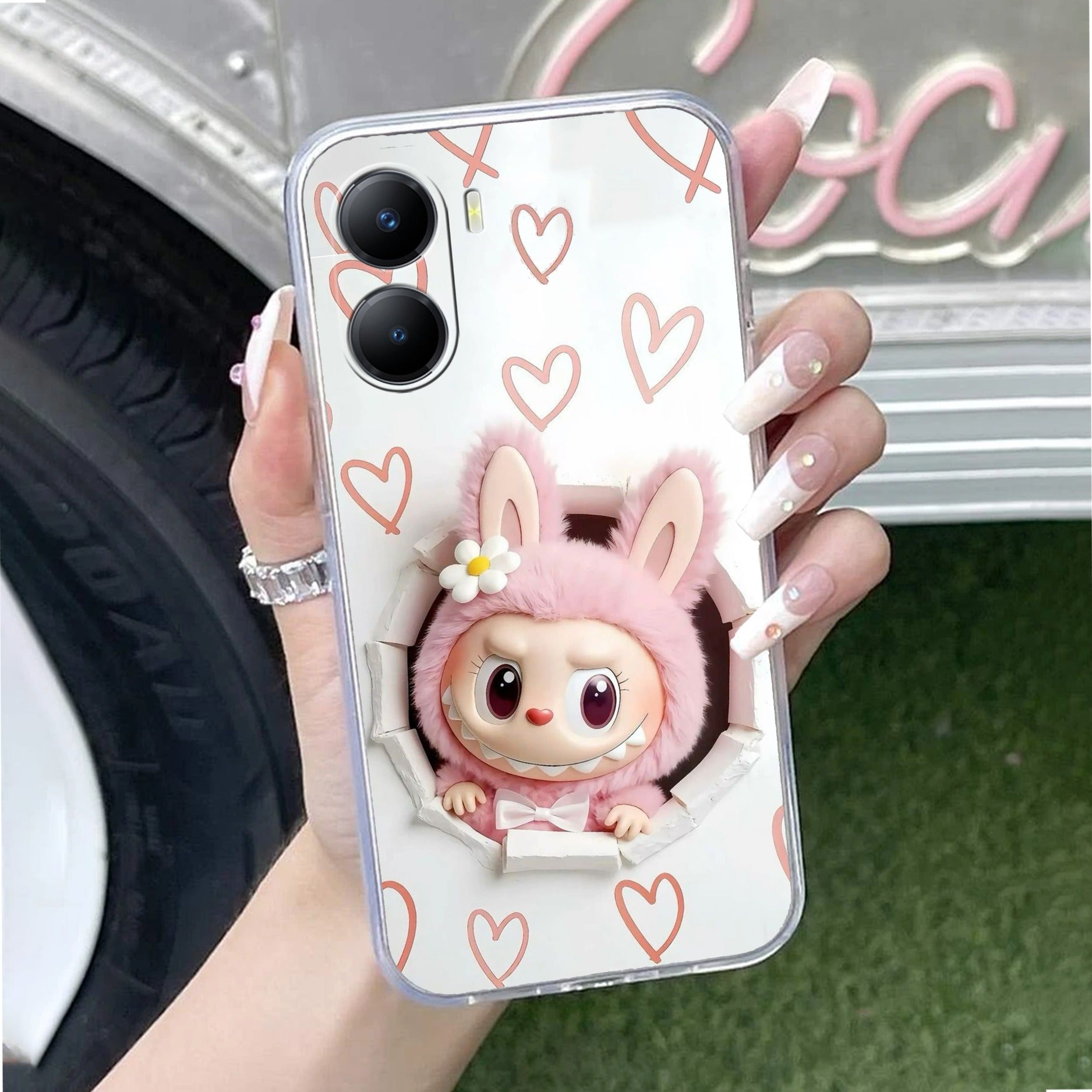 Labubu Trendy Transparent Silicon Case For Vivo X90 5G