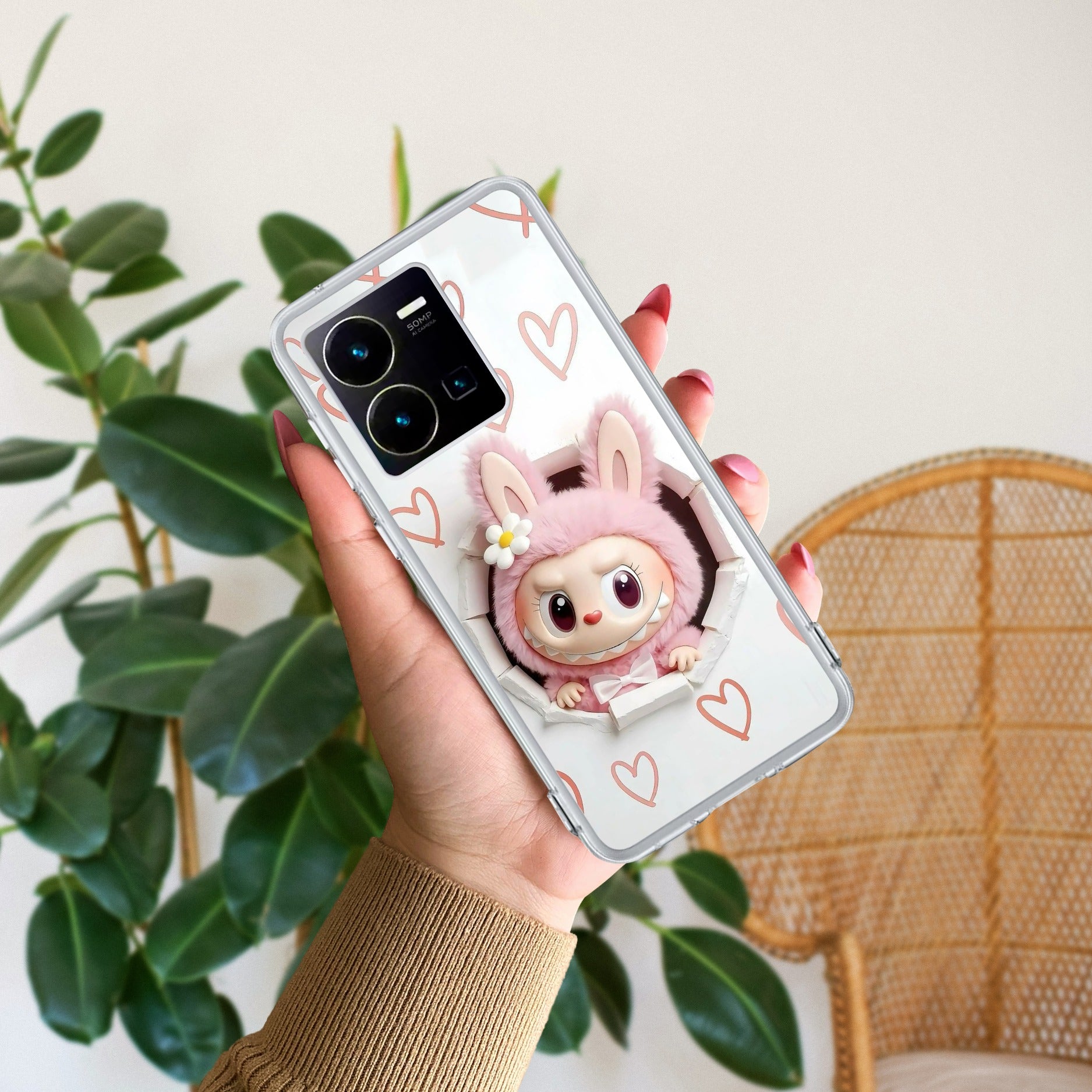 Labubu Trendy Transparent Silicon Case For Vivo Y35
