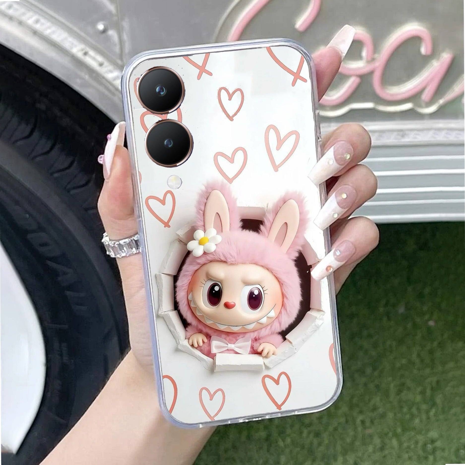 Labubu Trendy Transparent Silicon Case For Vivo Y28 5G