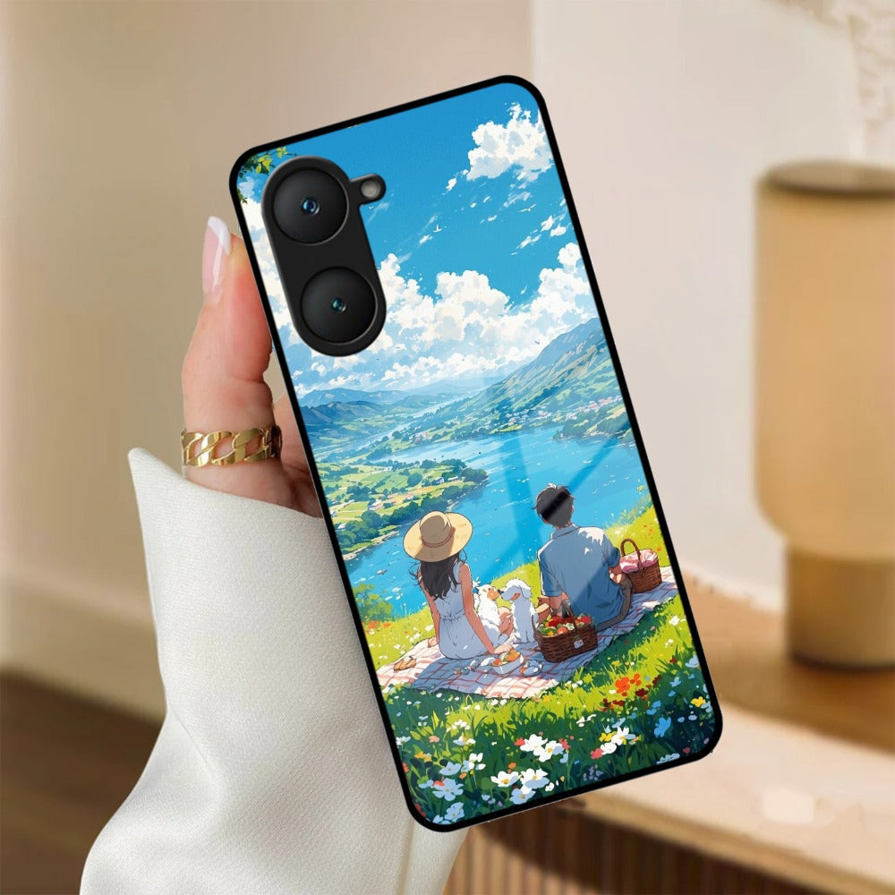 Lakeside Whimsy Glass Case Cover For iQOO