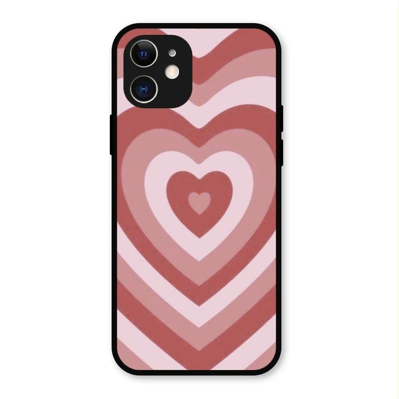 Latte Love Patter Glass Case Cover - Brown For iPhone 12