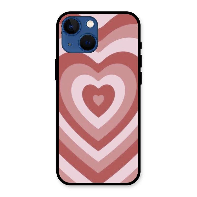 Latte Love Patter Glass Case Cover - Brown For iPhone 13 mini