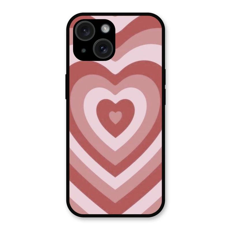 Latte Love Patter Glass Case Cover - Brown For iPhone 15 Plus