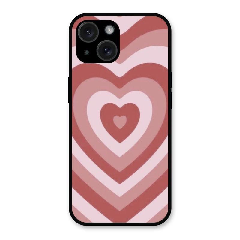 Latte Love Patter Glass Case Cover - Brown For iPhone 15