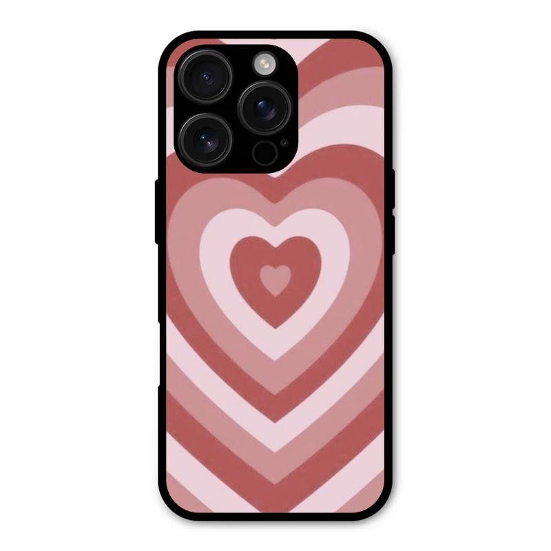 Latte Love Patter Glass Case Cover - Brown For iPhone 16 Pro