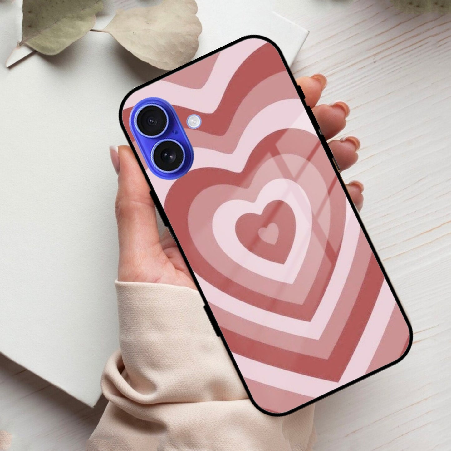 Latte Love Patter Glass Case Cover - Brown For iPhone