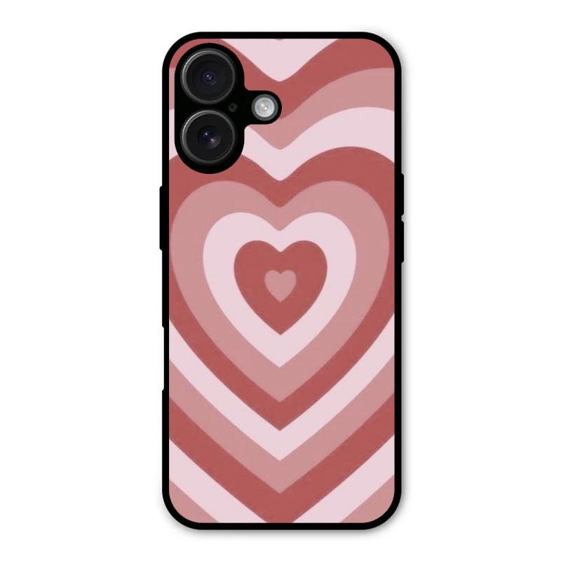Latte Love Patter Glass Case Cover - Brown For iPhone 16