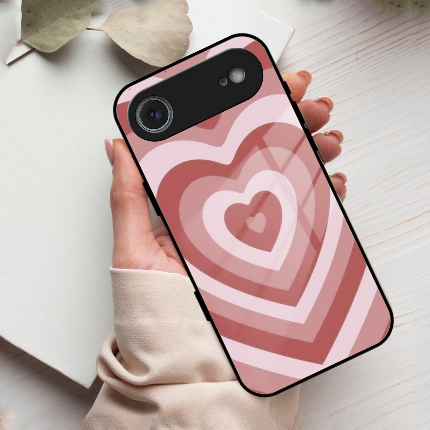 Latte Love Patter Glass Case Cover - Brown For iPhone