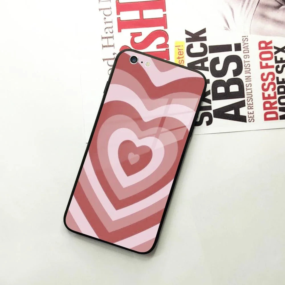 Latte Love Patter Glass Case Cover - Brown For iPhone - ShopOnCliQ