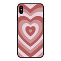 Latte Love Patter Glass Case Cover - Brown For iPhone XS Max