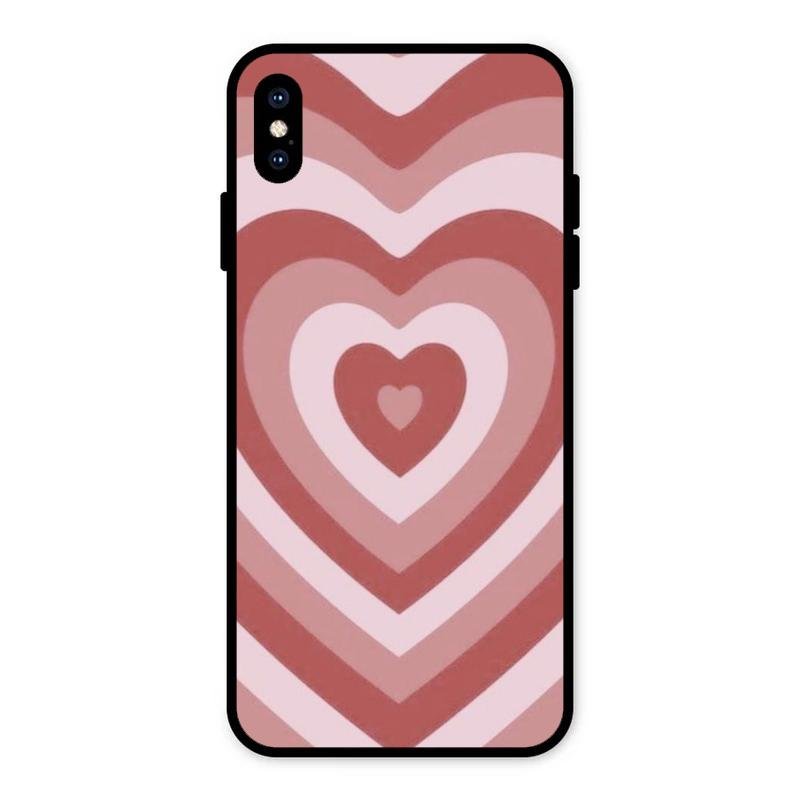 Latte Love Patter Glass Case Cover - Brown For iPhone XS Max