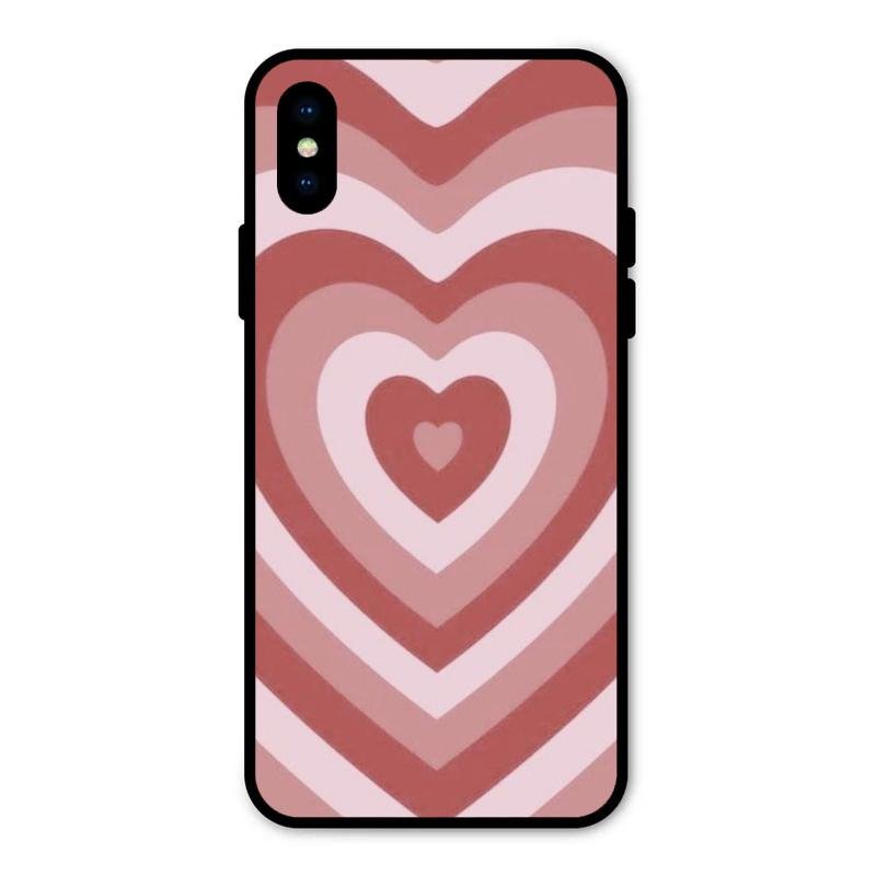Latte Love Patter Glass Case Cover - Brown For iPhone XS