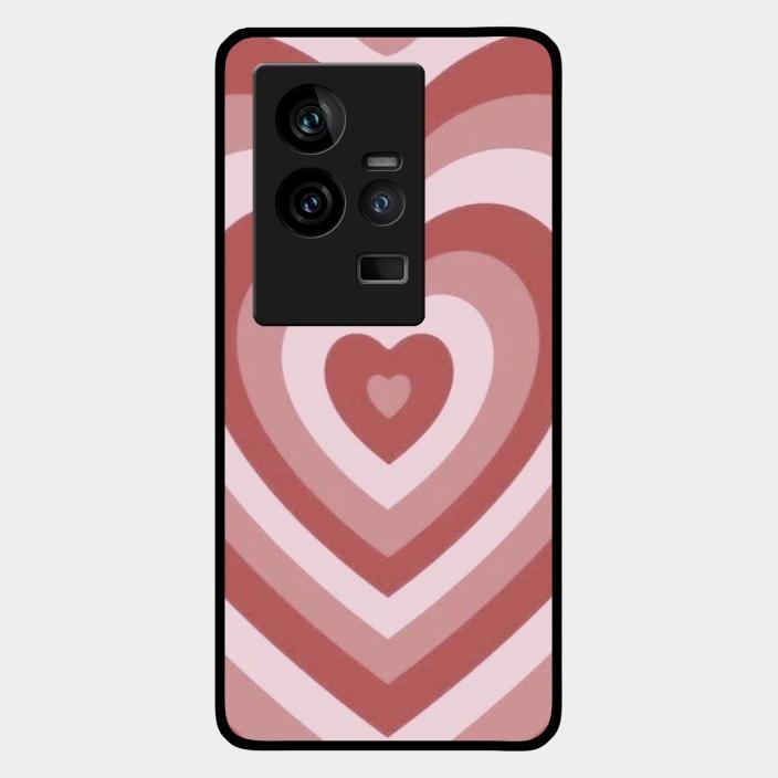 Latte Love Patter Glass Case Cover - Brown For Iqoo 11 5G
