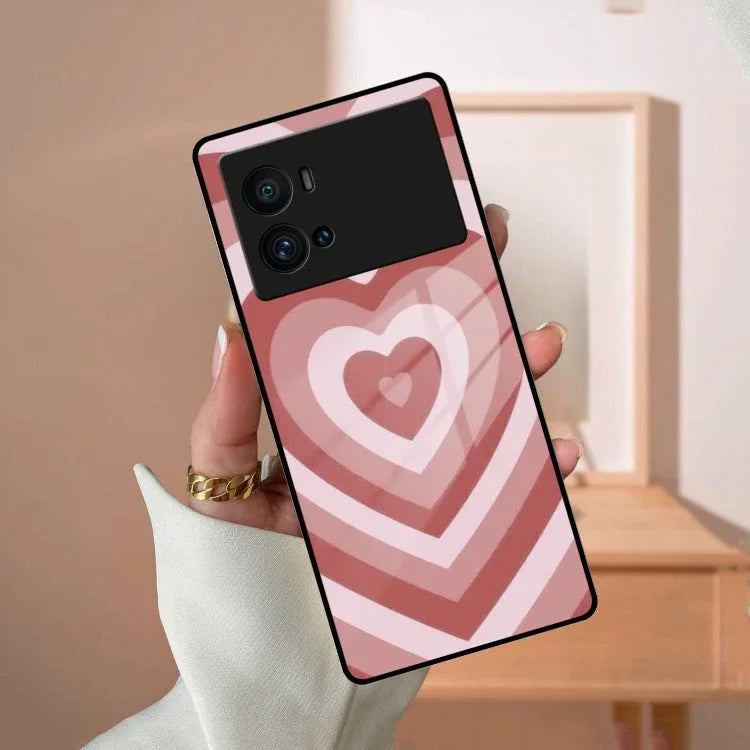 Latte Love Patter Glass Case Cover - Brown For Vivo - ShopOnCliQ