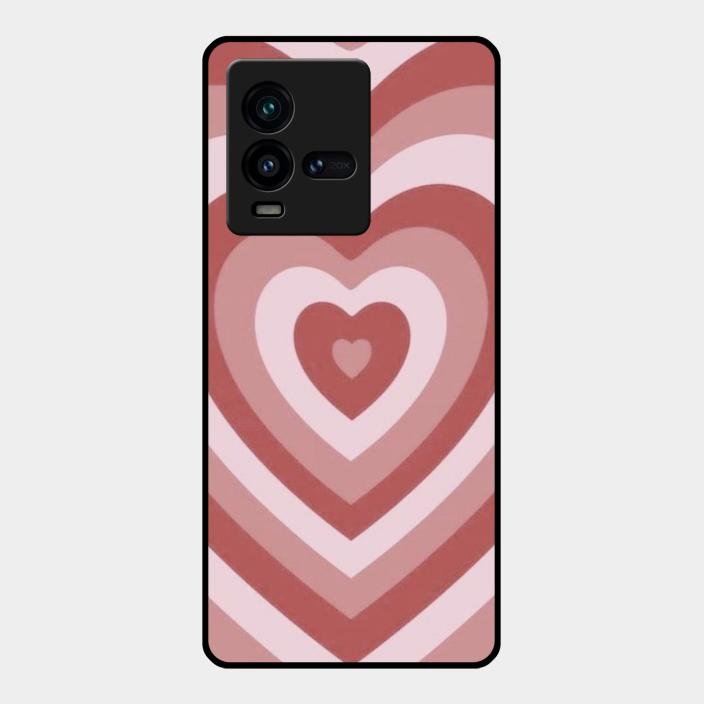 Latte Love Patter Glass Case Cover - Brown For Iqoo 9T 5G