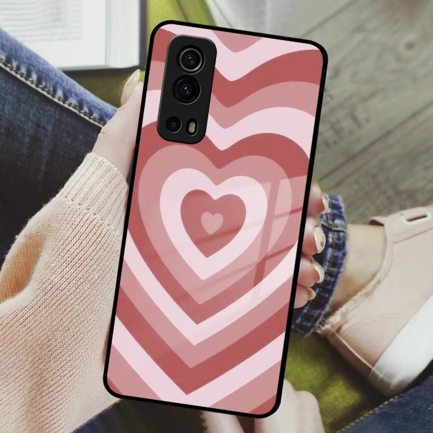 Latte Love Patter Glass Case Cover - Brown For iQOO - ShopOnCliQ