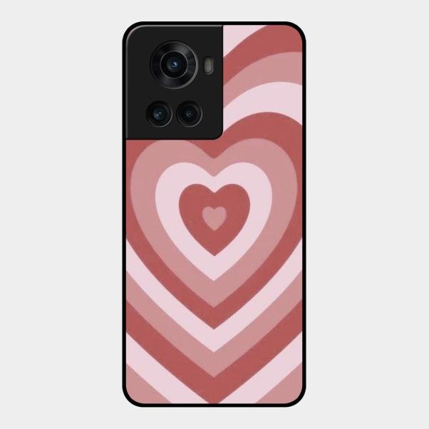 Latte Love Patter Glass Case Cover - Brown For Oneplus 10R 5G