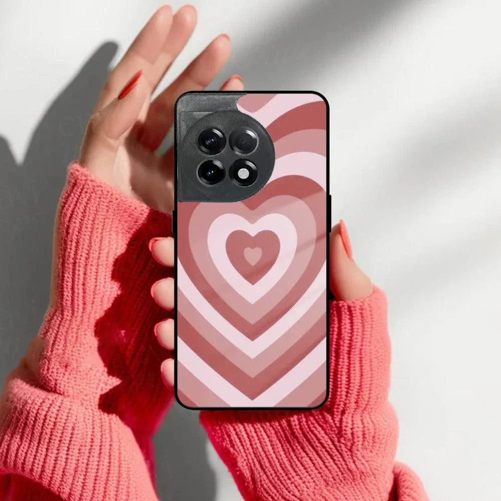 Latte Love Patter Glass Case Cover - Brown For OnePlus - ShopOnCliQ