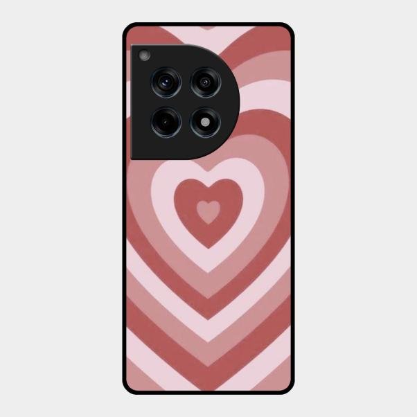 Latte Love Patter Glass Case Cover - Brown For Oneplus 12R 5G
