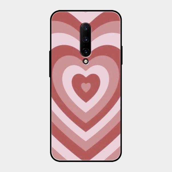 Latte Love Patter Glass Case Cover - Brown For Oneplus 7 Pro