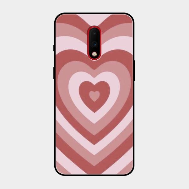 Latte Love Patter Glass Case Cover - Brown For Oneplus 7