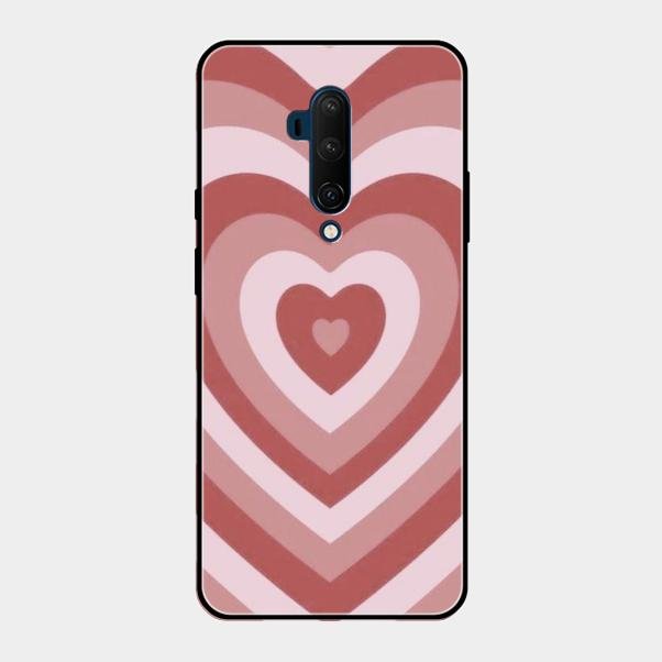 Latte Love Patter Glass Case Cover - Brown For Oneplus 7T Pro