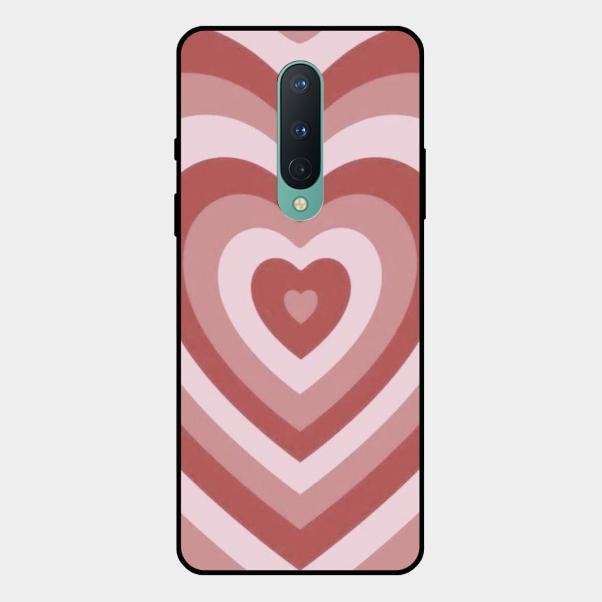 Latte Love Patter Glass Case Cover - Brown For Oneplus 8