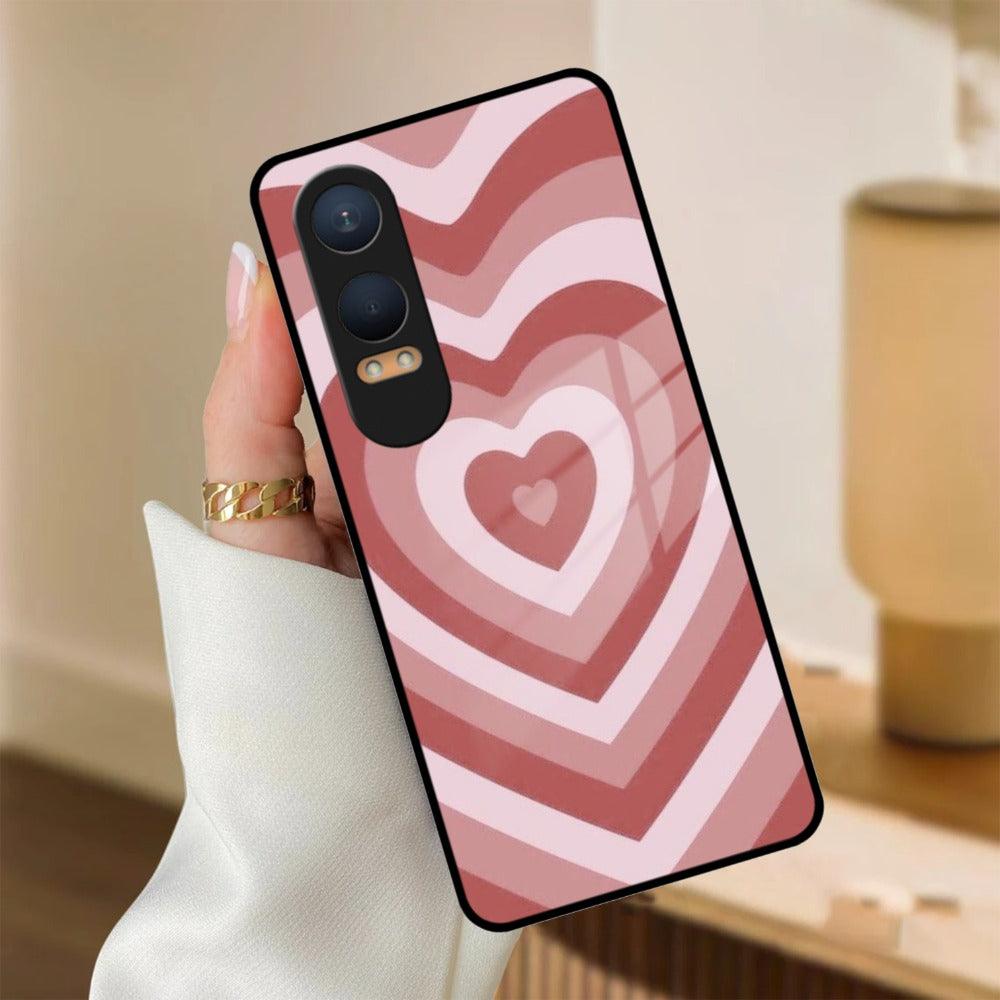 Latte Love Patter Glass Case Cover - Brown For OnePlus