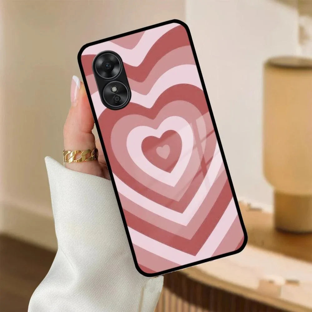 Latte Love Patter Glass Case Cover - Brown For Oppo - ShopOnCliQ