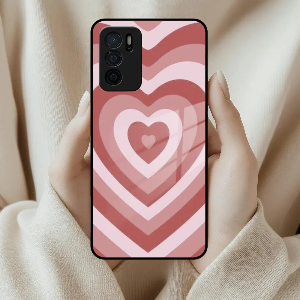 Latte Love Patter Glass Case Cover - Brown For Oppo - ShopOnCliQ