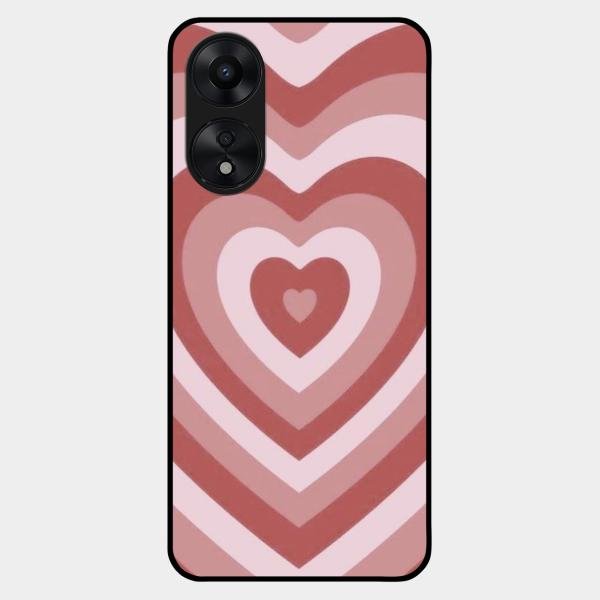 Latte Love Patter Glass Case Cover - Brown For Oppo A78 5G