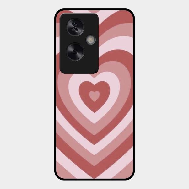 Latte Love Patter Glass Case Cover - Brown For Oppo A79 5G