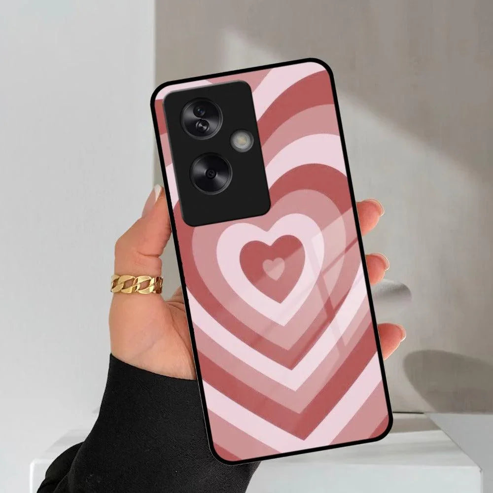 Latte Love Patter Glass Case Cover - Brown For Oppo - ShopOnCliQ