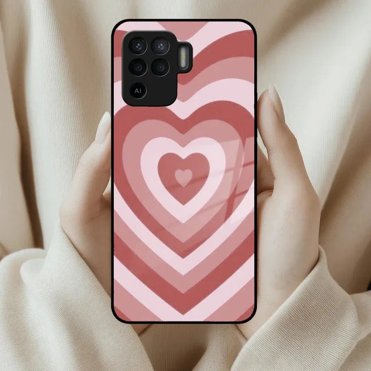 Latte Love Patter Glass Case Cover - Brown For Oppo - ShopOnCliQ