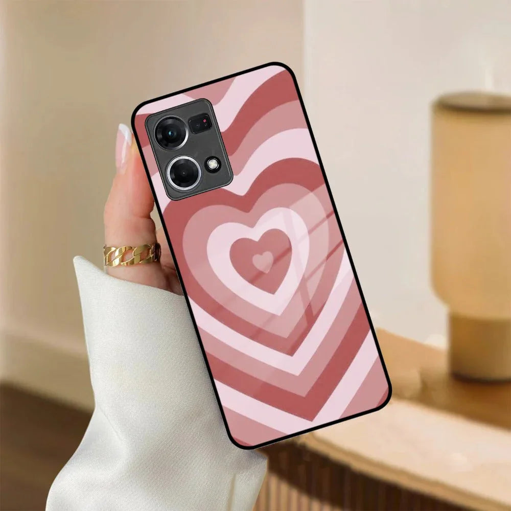 Latte Love Patter Glass Case Cover - Brown For Oppo - ShopOnCliQ