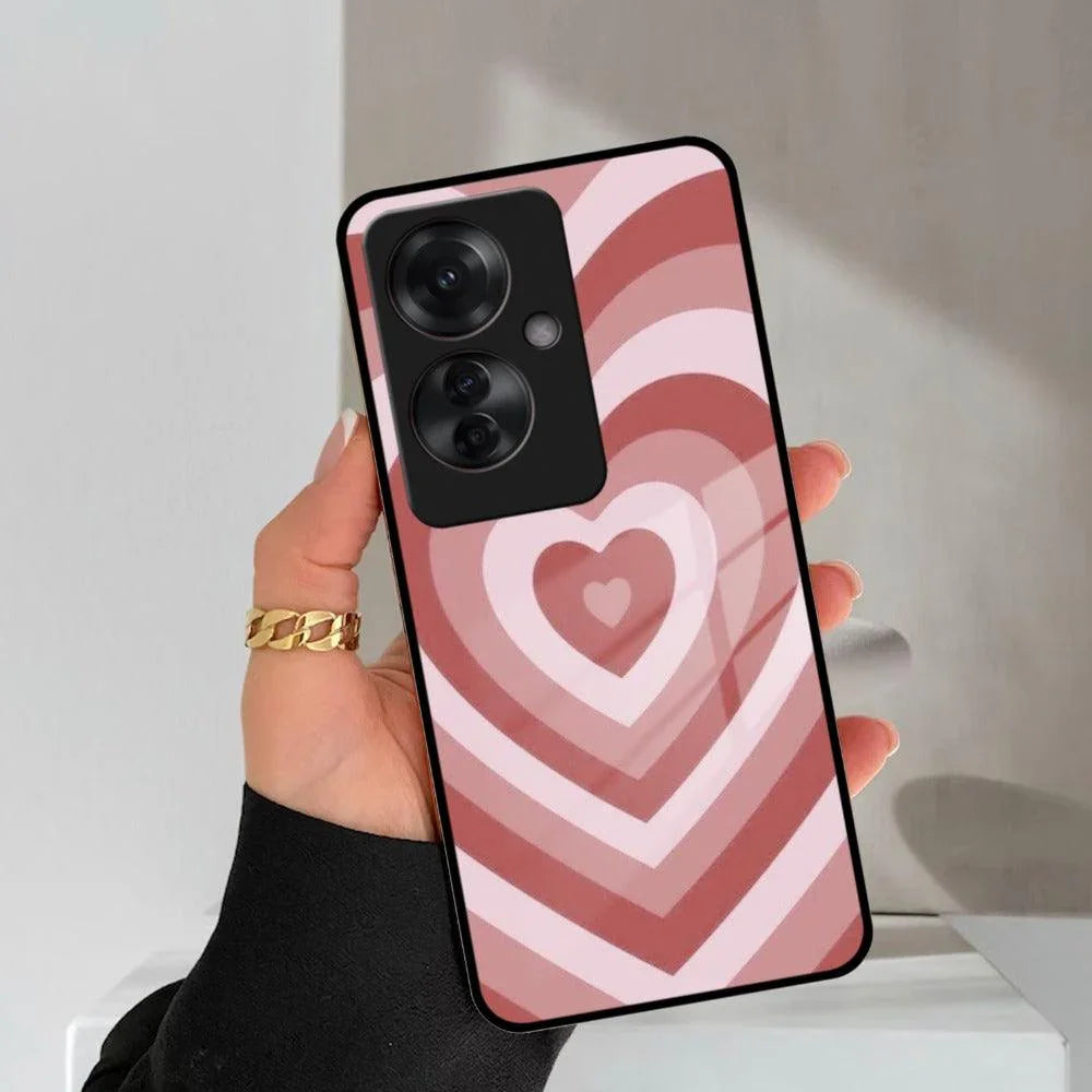 Latte Love Patter Glass Case Cover - Brown For Oppo - ShopOnCliQ