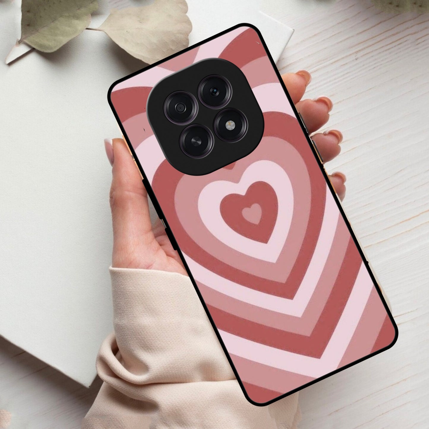 Latte Love Patter Glass Case Cover - Brown For Oppo