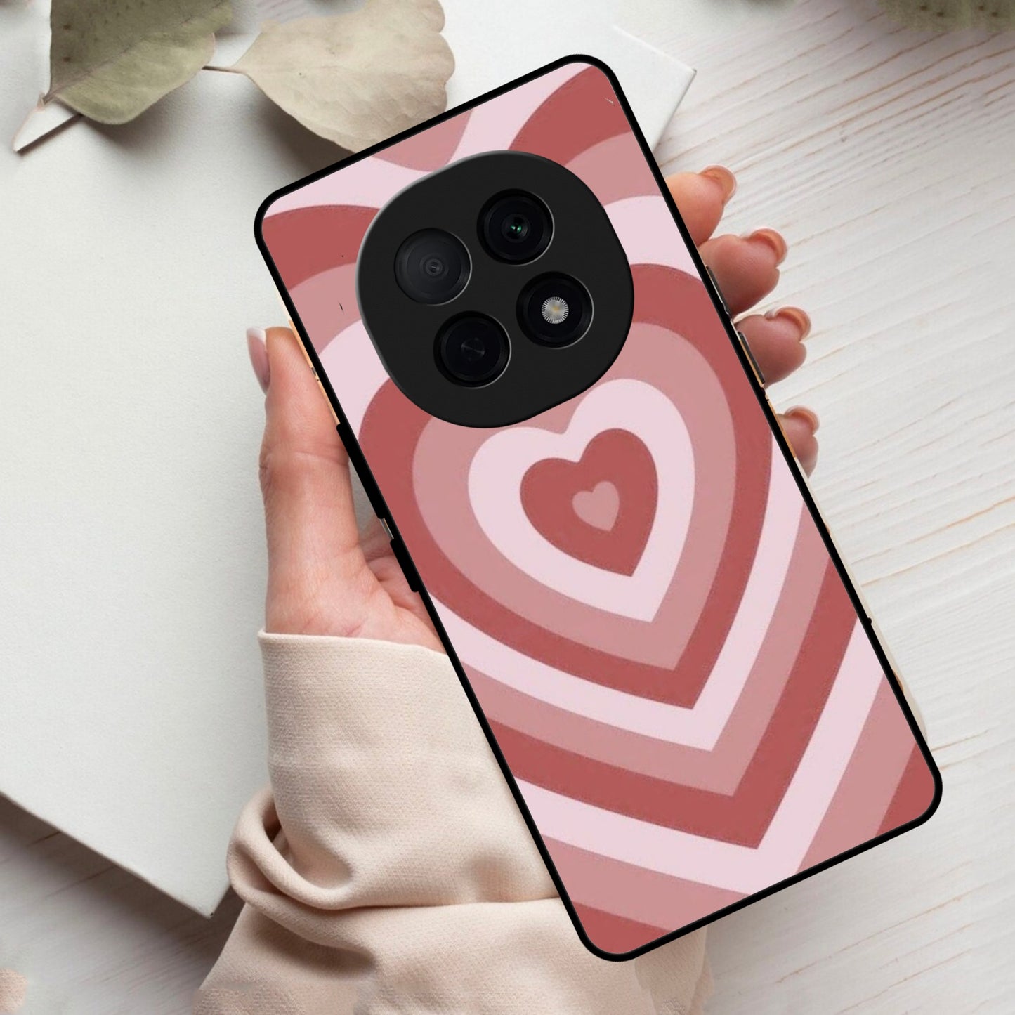 Latte Love Patter Glass Case Cover - Brown For Oppo