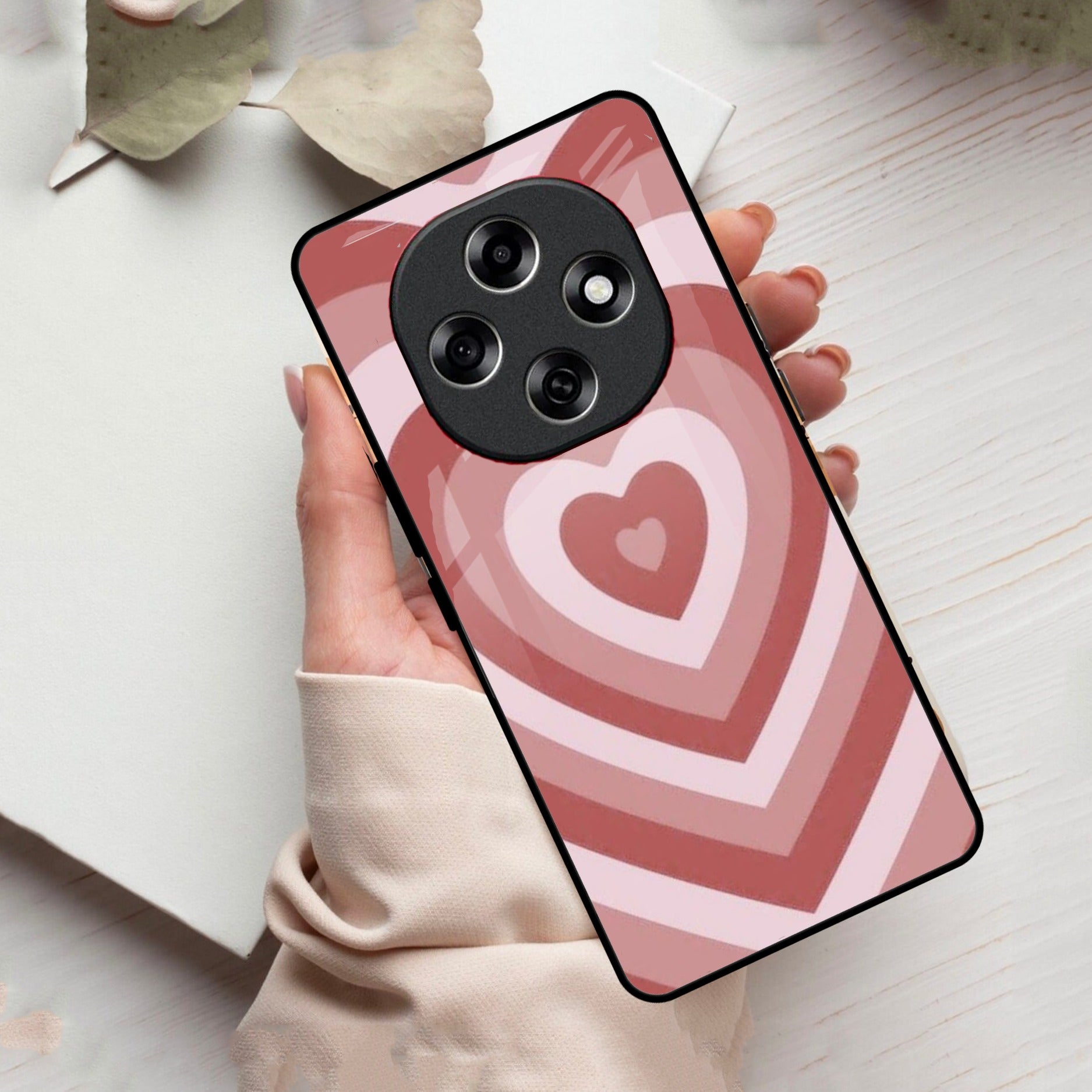 Latte Love Patter Glass Case Cover - Brown For Oppo