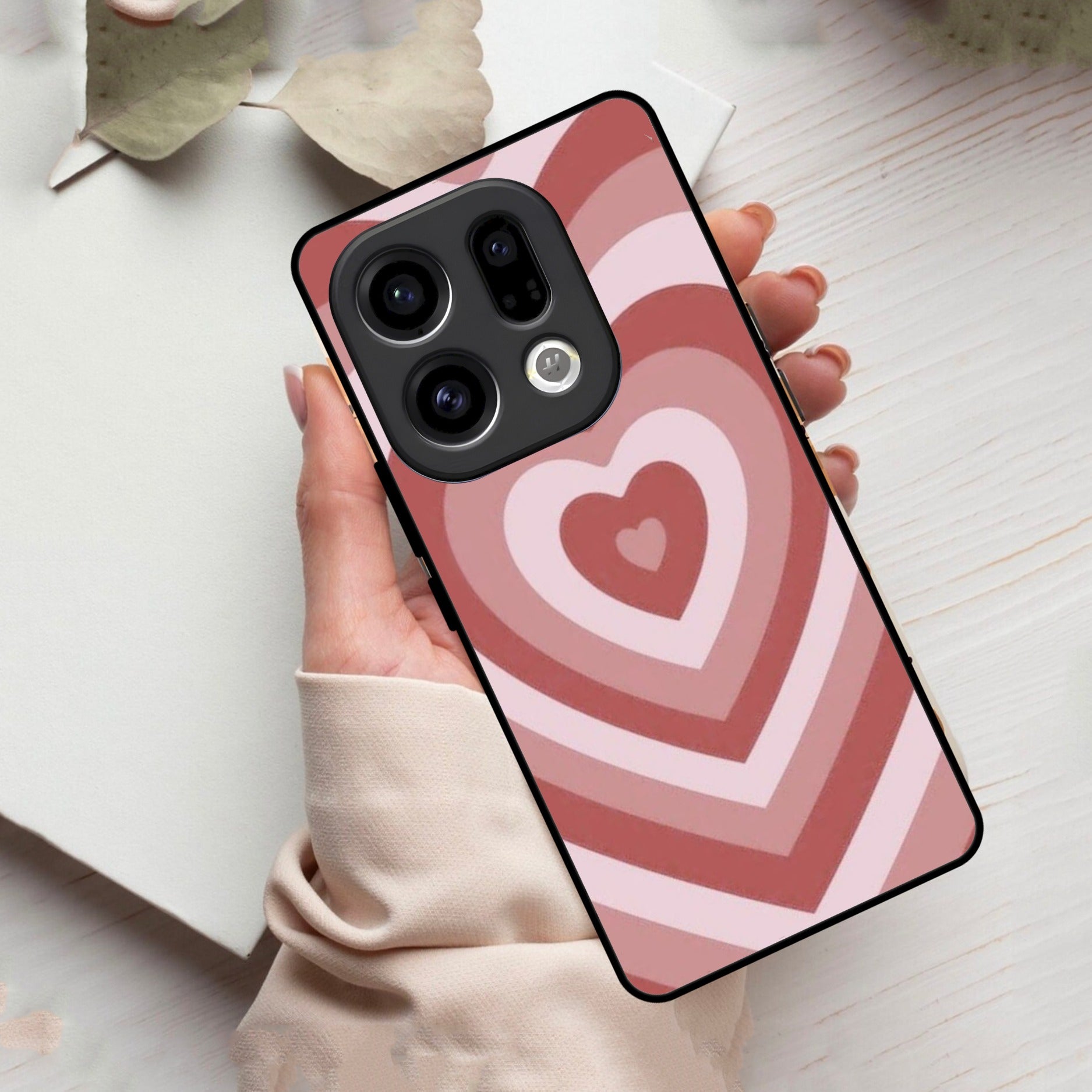 Latte Love Patter Glass Case Cover - Brown For Oppo