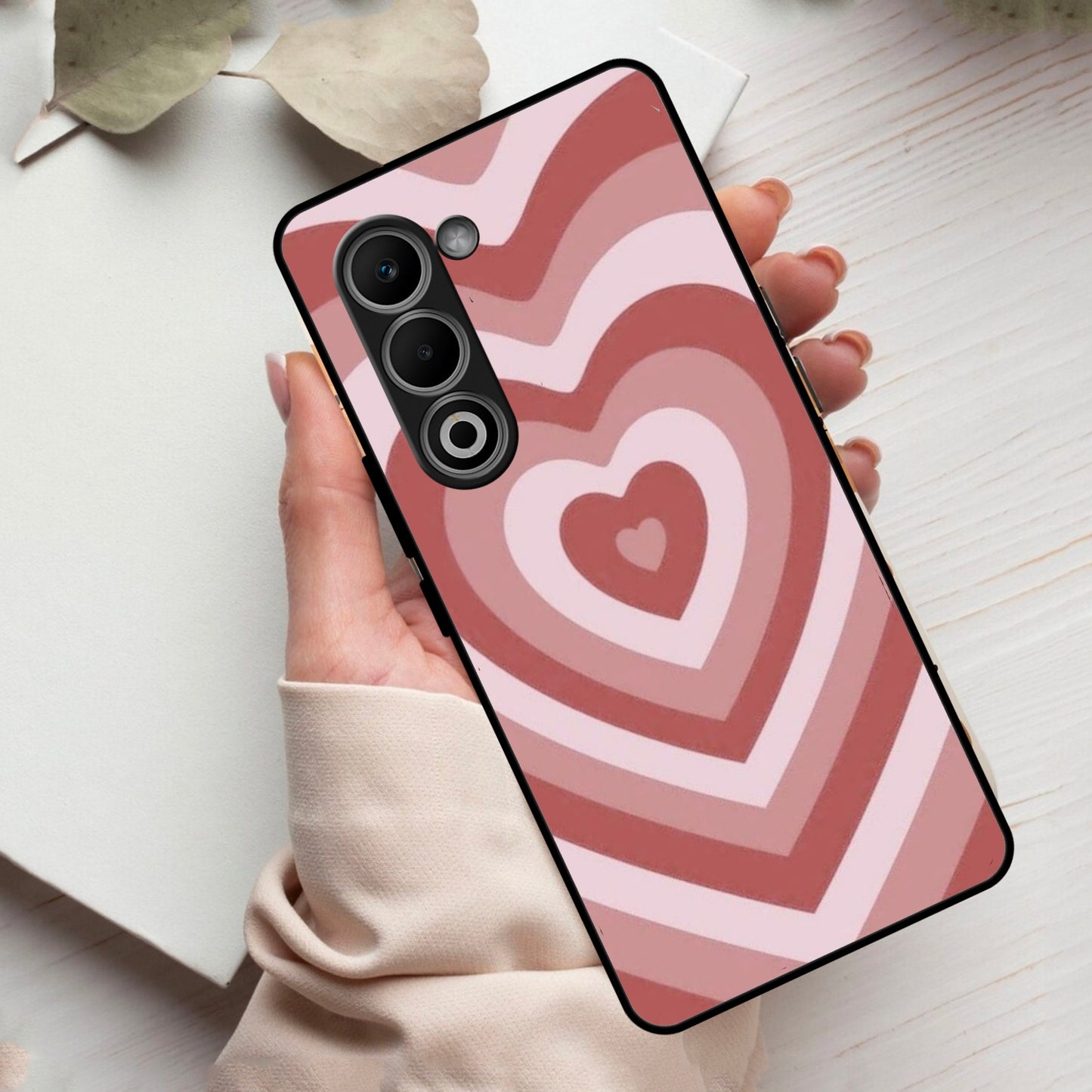 Latte Love Patter Glass Case Cover - Brown For Oppo