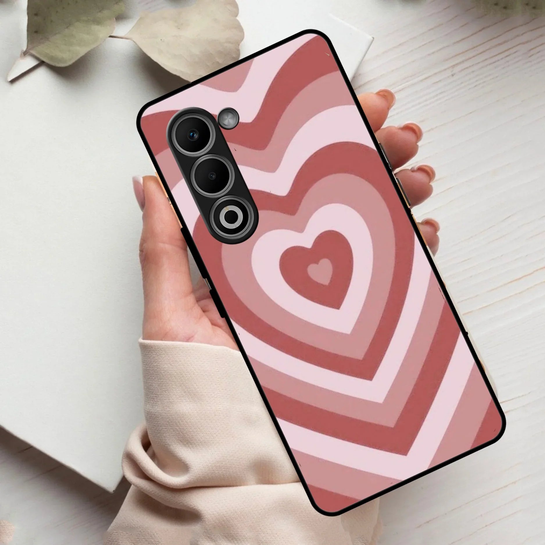 Latte Love Patter Glass Case Cover - Brown For Oppo - ShopOnCliQ