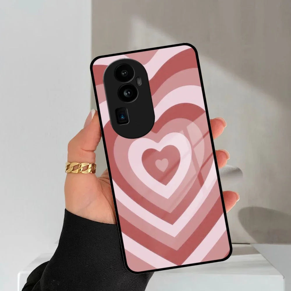 Latte Love Patter Glass Case Cover - Brown For Oppo - ShopOnCliQ