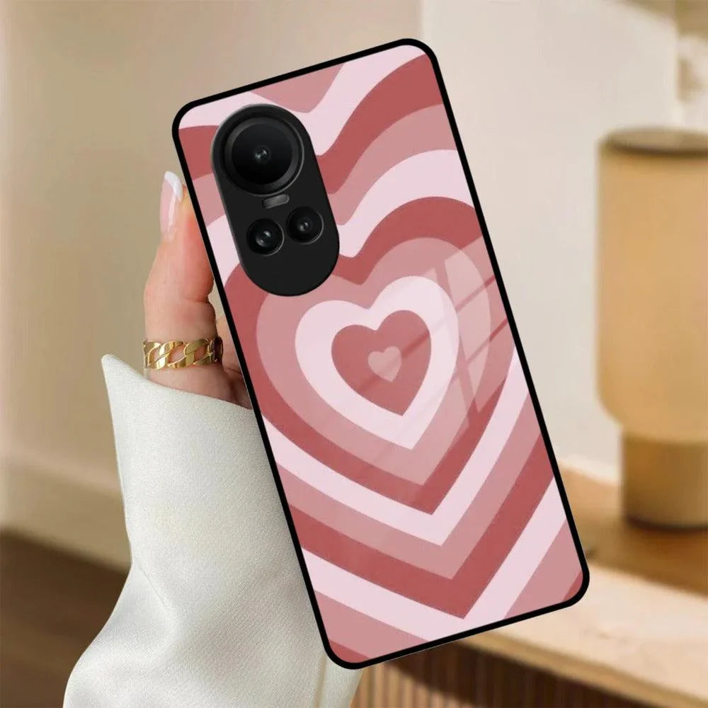 Latte Love Patter Glass Case Cover - Brown For Oppo - ShopOnCliQ